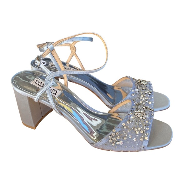 Badgley Mischka Silver Embellished Heels - Picture 1 of 10